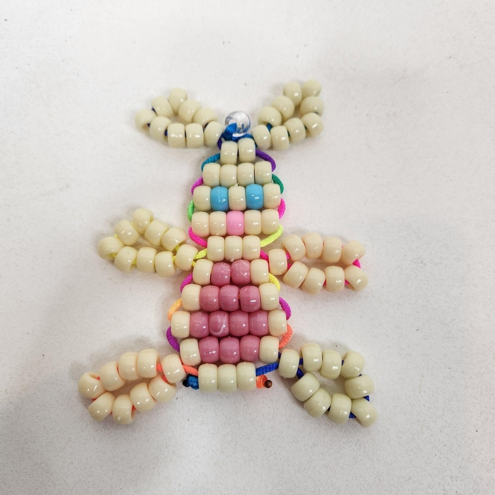 Handmade Beaded Small Bunny Rabbit Charms Lot Of 3 Multicolor Easter Decor - Picture 6 of 11
